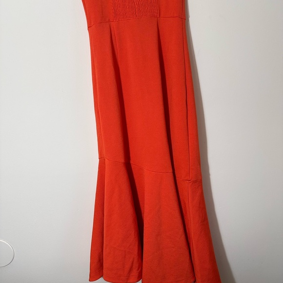 Anthropologie Ariana square neck asymmetrical ruffle hem dress orange small NWT - Picture 11 of 15
